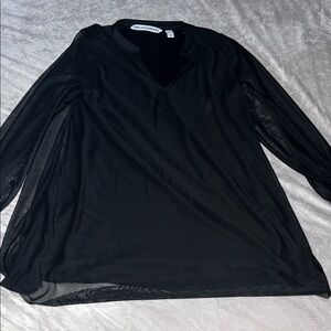 Girl With Curves Black Sheer Women's Blouse NWOT